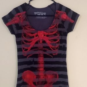 Goth Red Skeleton Midi Dress